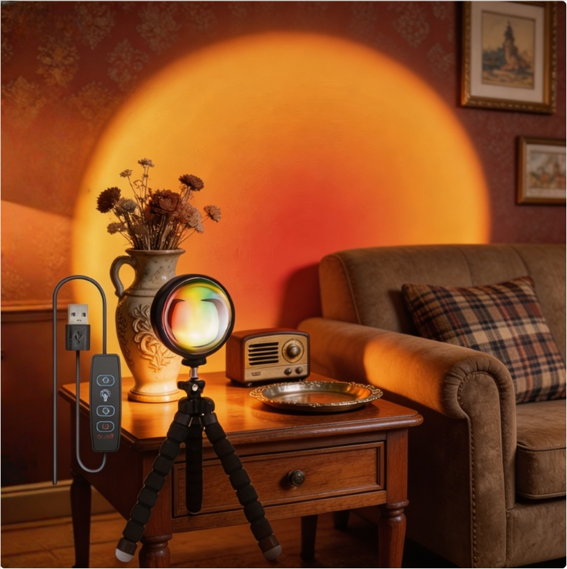 Decor Lighting Hours - Sunset Lamp Projector with Stand, Amber