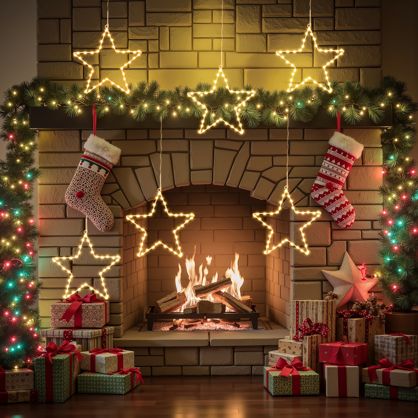 Lighting Christmas Decor - 6/3pcs Battery Operated Hanging Christmas Lights,