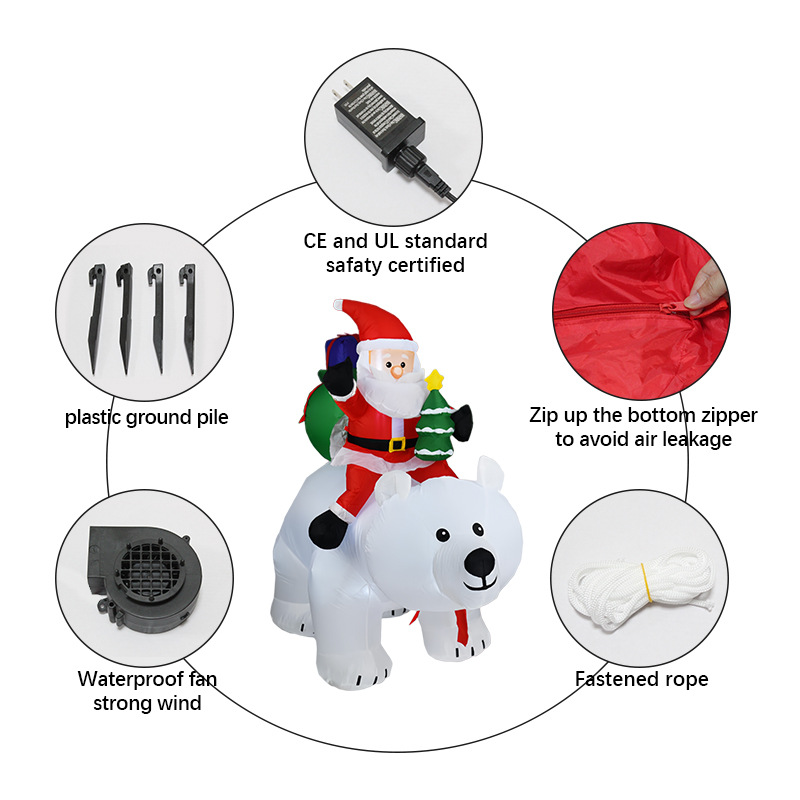 Lighting Christmas Decor - Movable Bear Santa Christmas Inflatable Yard