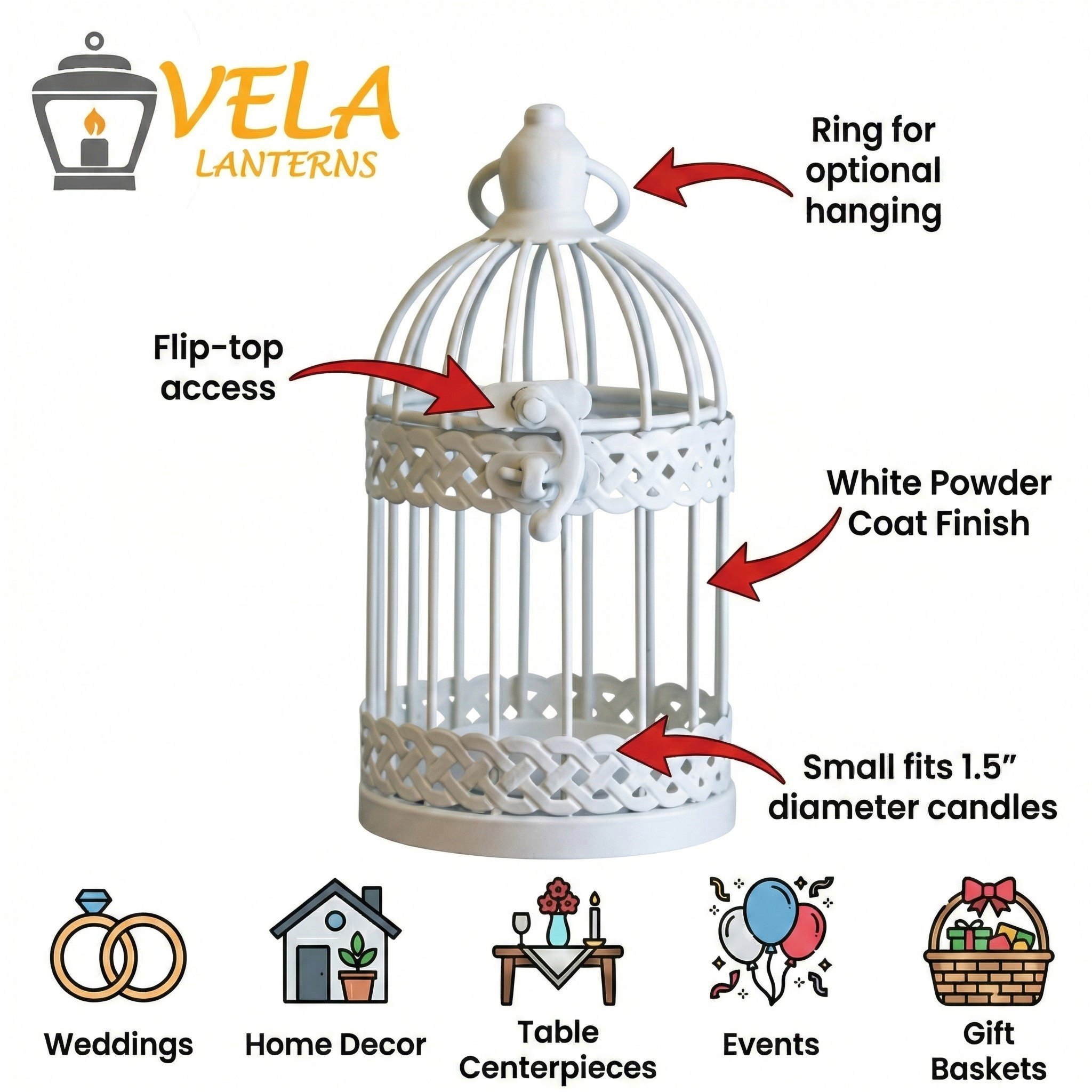 Candle Holder Set - Set of 4 Decorative Bird Cage