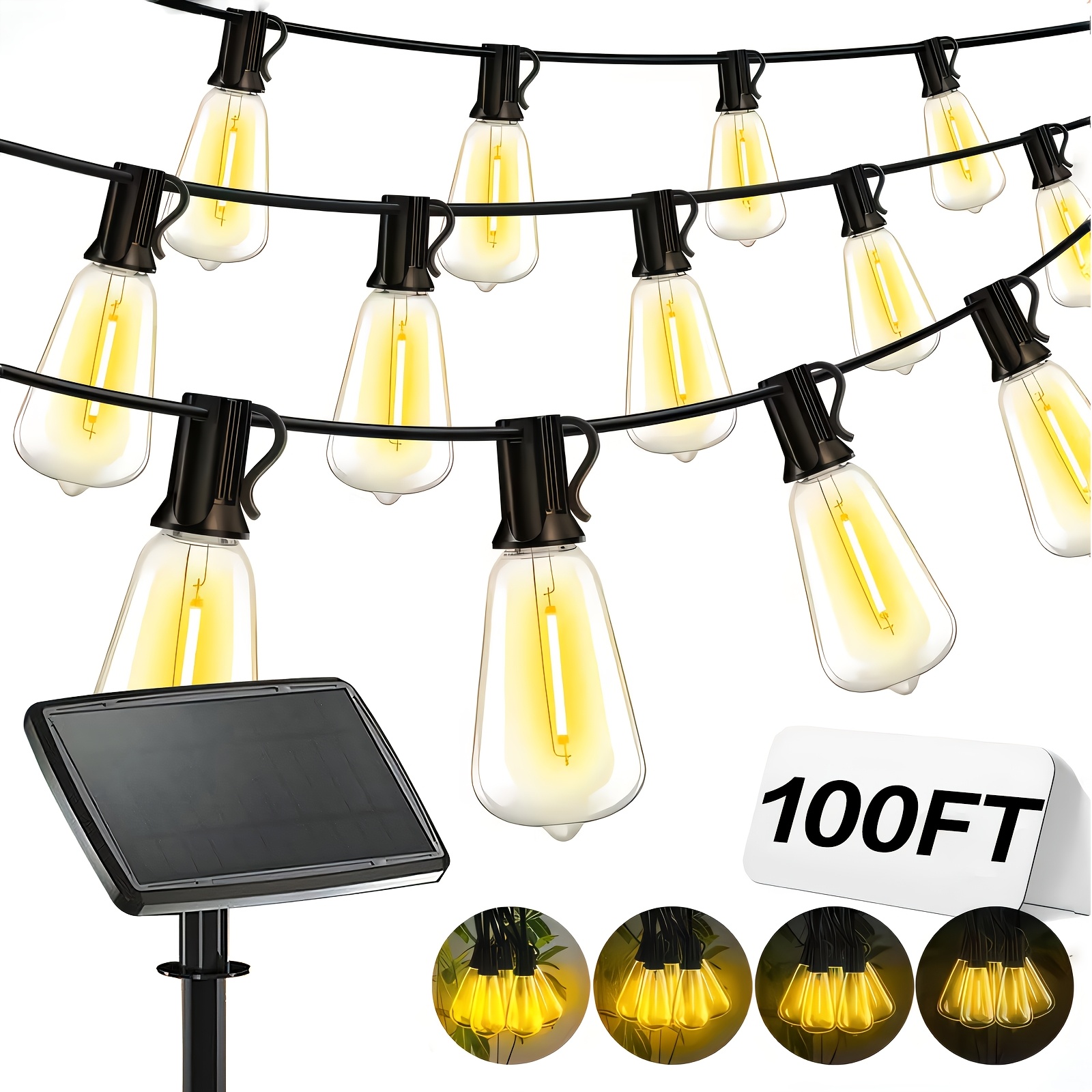 Lighting Christmas Decor - Solar Lights Outdoor, 100ft Patio Light