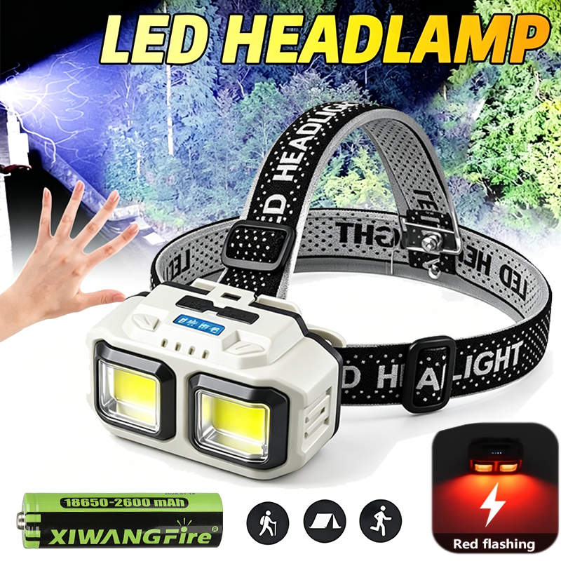Lighting Christmas Decor - COB LED Headlamp Rechargeable Headlight,Waterproof Work