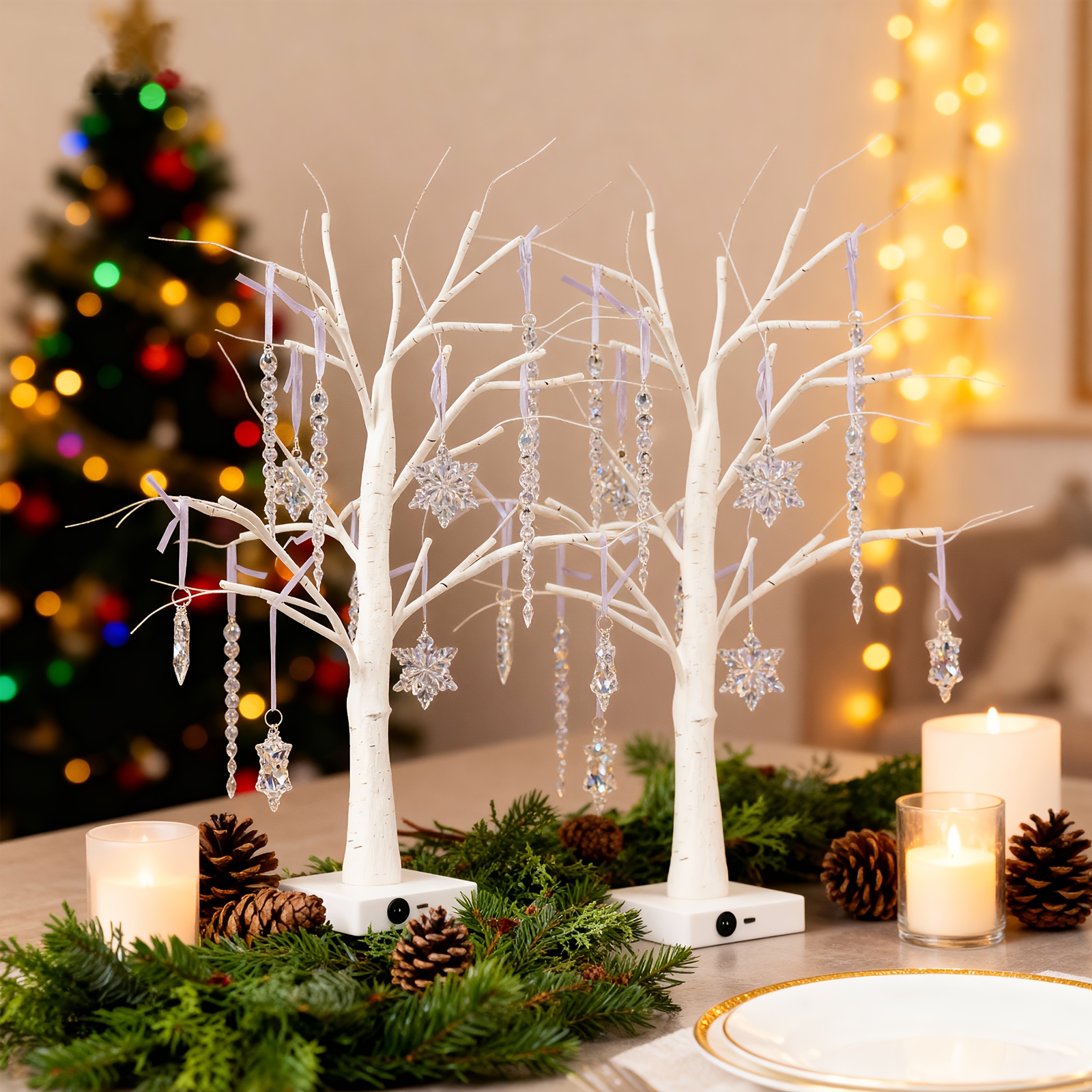 Pair of Snowflake Birch, Holid - Lighting Decor Home 리뷰 및 가격