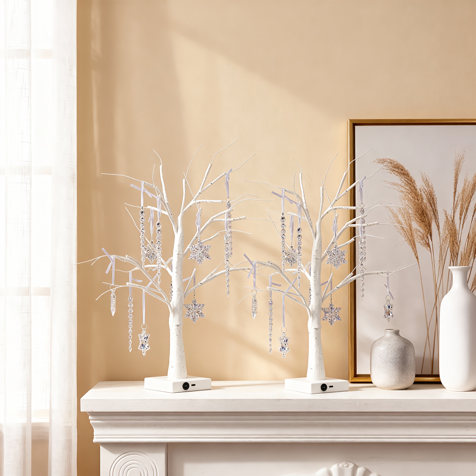 Pair of Snowflake Birch, Holid - Lighting Decor Home 리뷰 및 가격