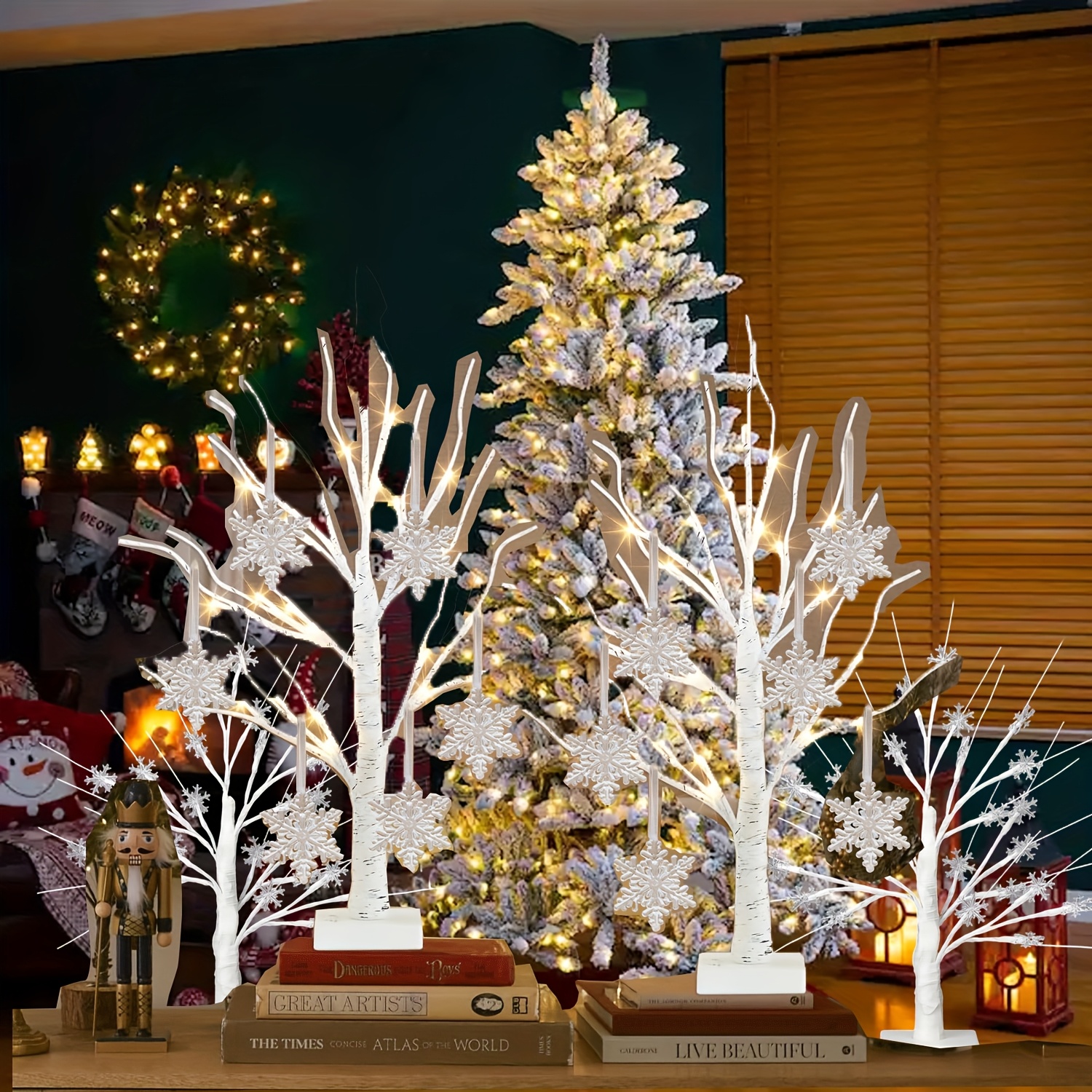 Pair of Snowflake Birch, Holid - Lighting Decor Home 리뷰 및 가격