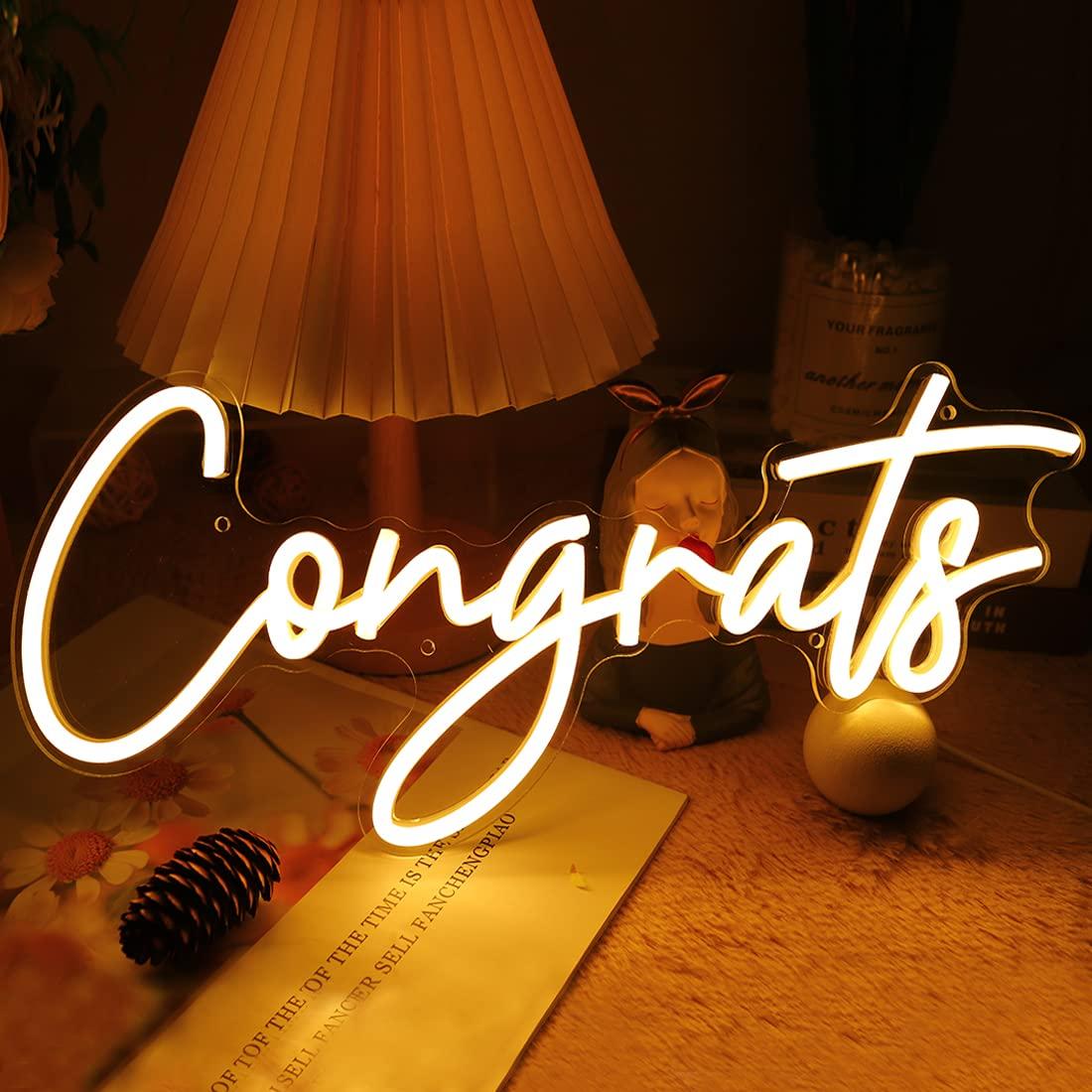 Congrats Neon Sign USB Dimmabl - Lighting Decor Wedding 리뷰 및 가격