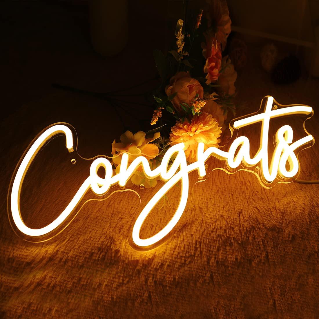 Congrats Neon Sign USB Dimmabl - Lighting Decor Wedding 리뷰 및 가격