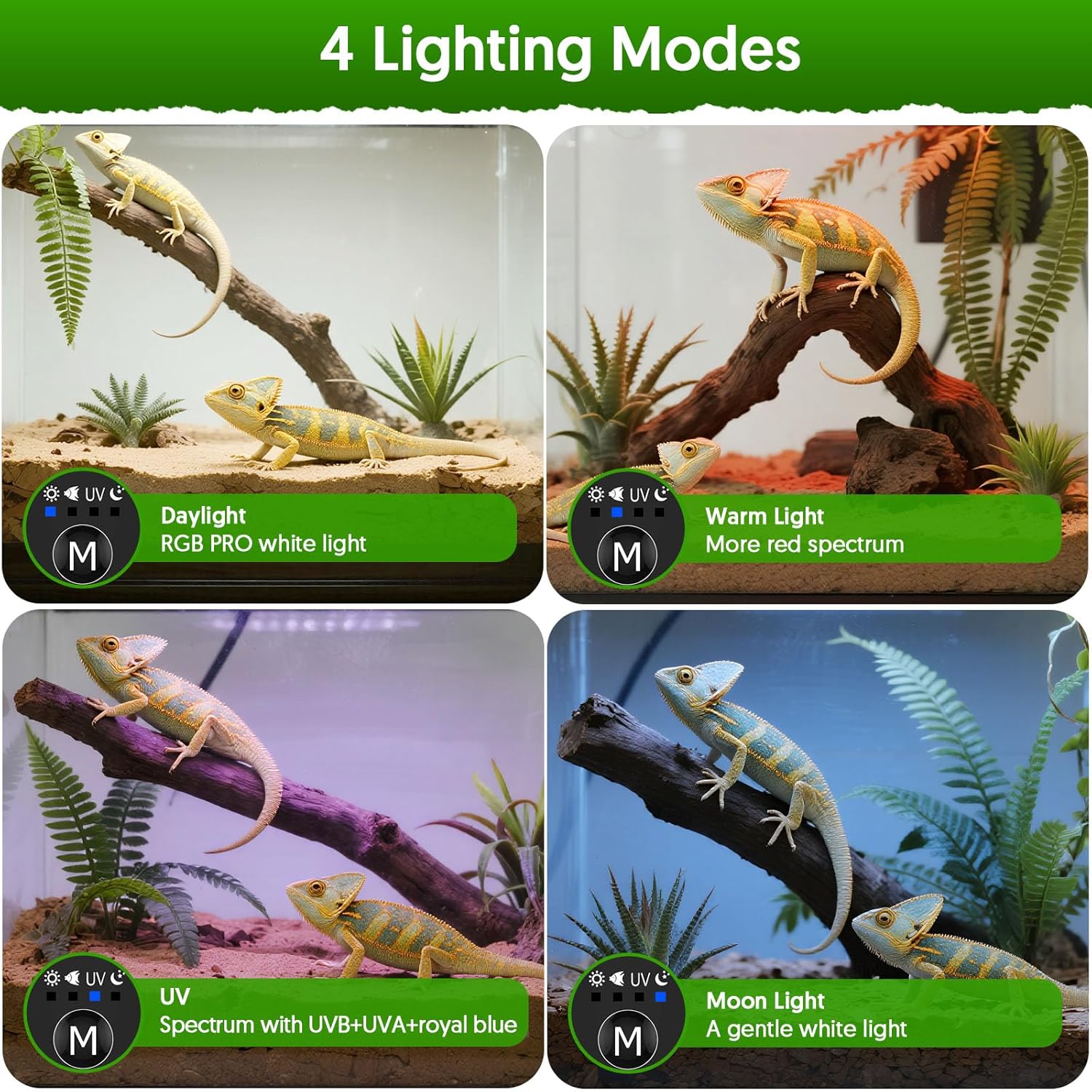 24W LED UVA UVB Reptile Lamp w - Gecko Lighting & Decor 리뷰 및 가격