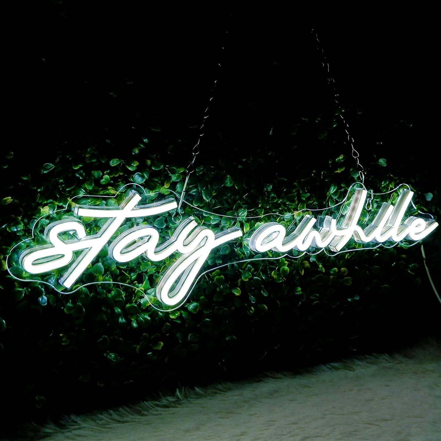 Stay Awhile Neon Signs USB Dim - Lighting Decor Home 리뷰 및 가격