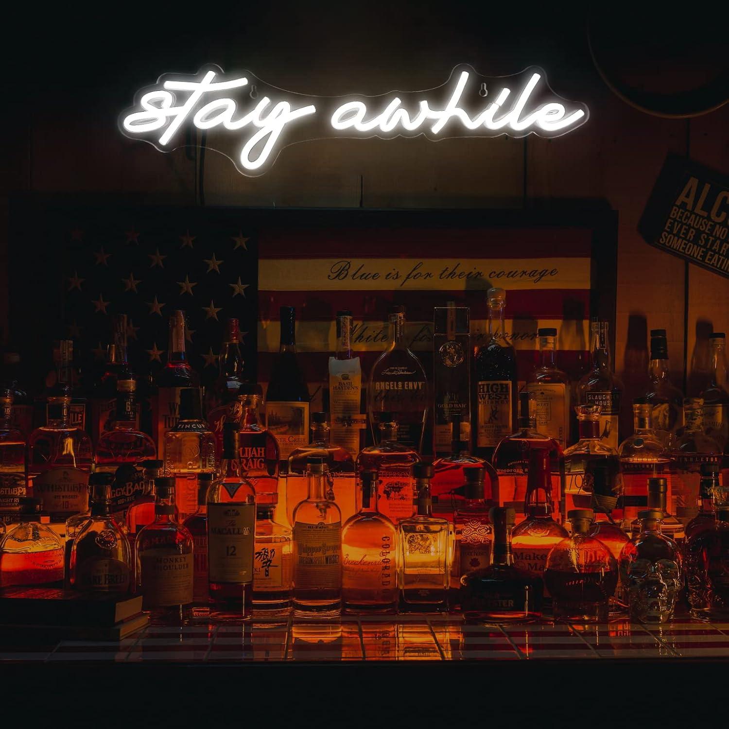 Stay Awhile Neon Signs USB Dim - Lighting Decor Home 리뷰 및 가격