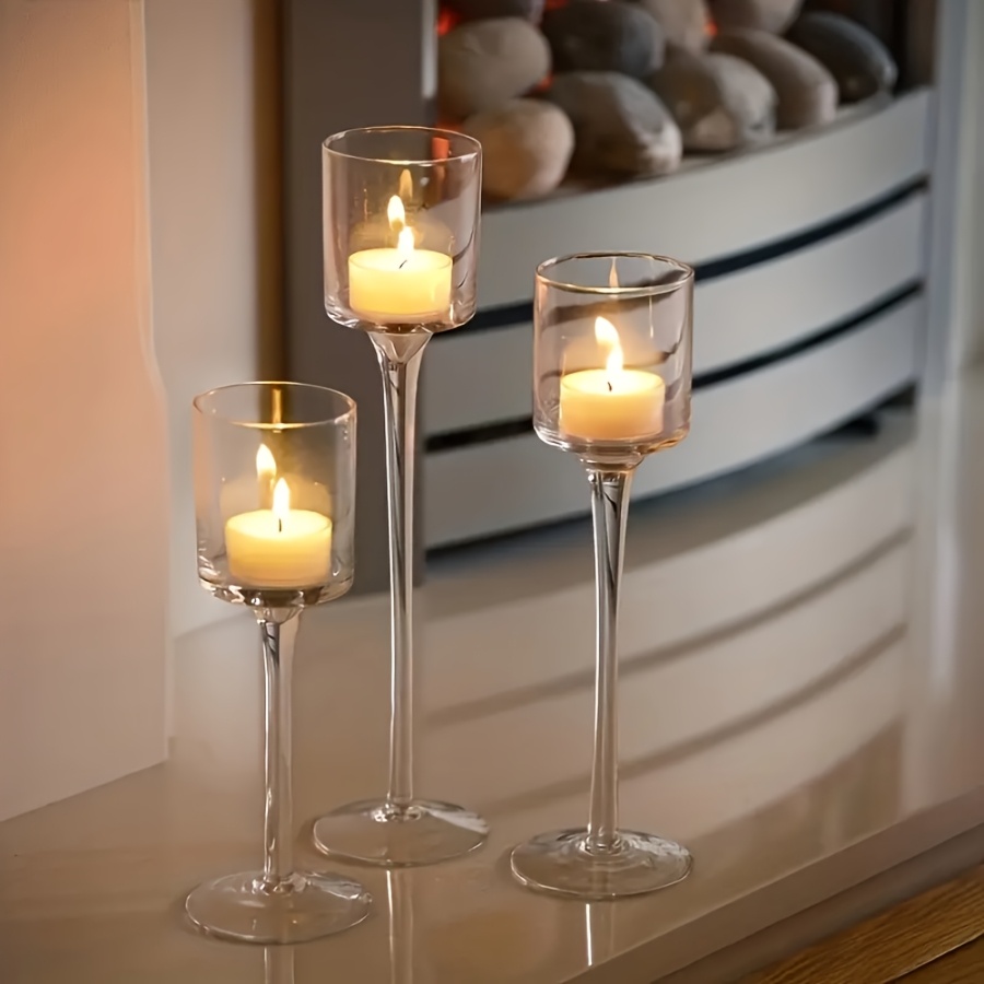 3PCS Transparent Glass Candle  - Candle Holder Set 리뷰 및 가격