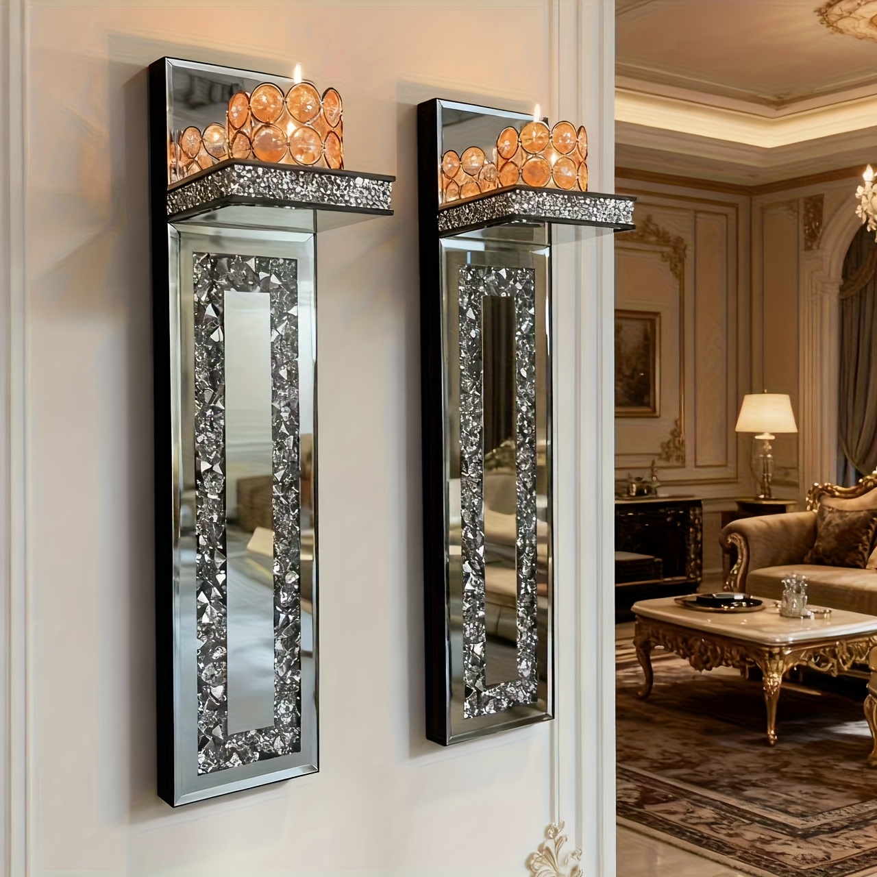 2-Piece Elegant Golden Wall Ca - Candle Holder Set 리뷰 및 가격