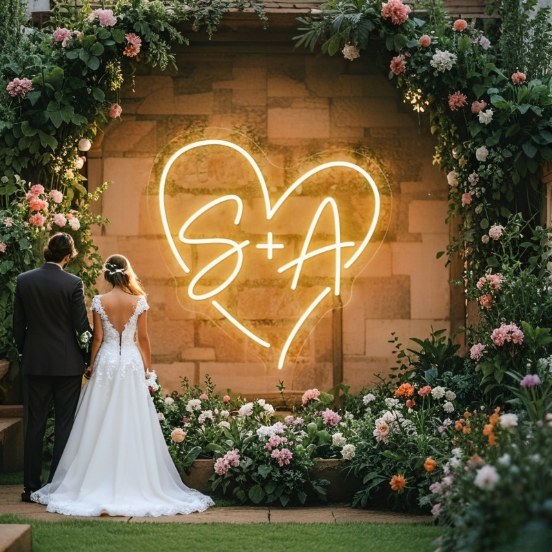 Custom Initials Heart LED Neon - Lighting Decor Wedding 리뷰 및 가격