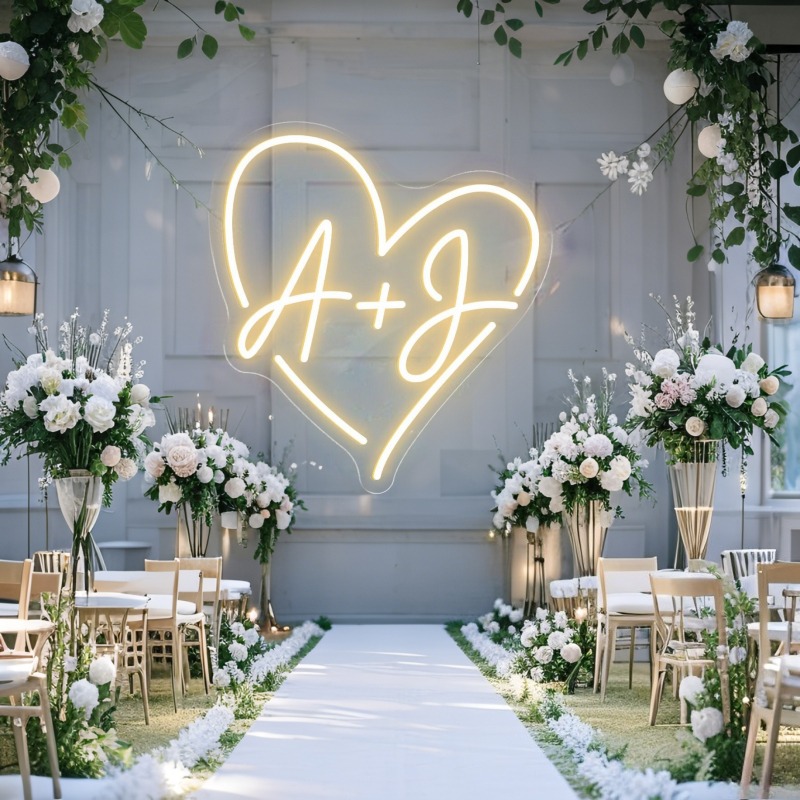 Custom Initials Heart LED Neon - Lighting Decor Wedding 리뷰 및 가격