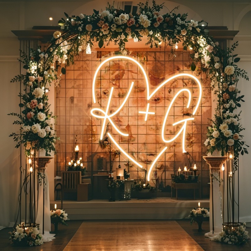 Custom Initials Heart LED Neon - Lighting Decor Wedding 리뷰 및 가격
