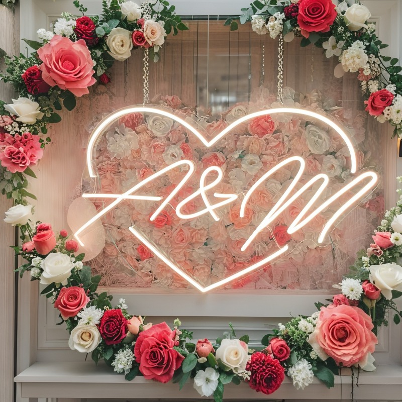 Custom Initials Heart LED Neon - Lighting Decor Wedding 리뷰 및 가격