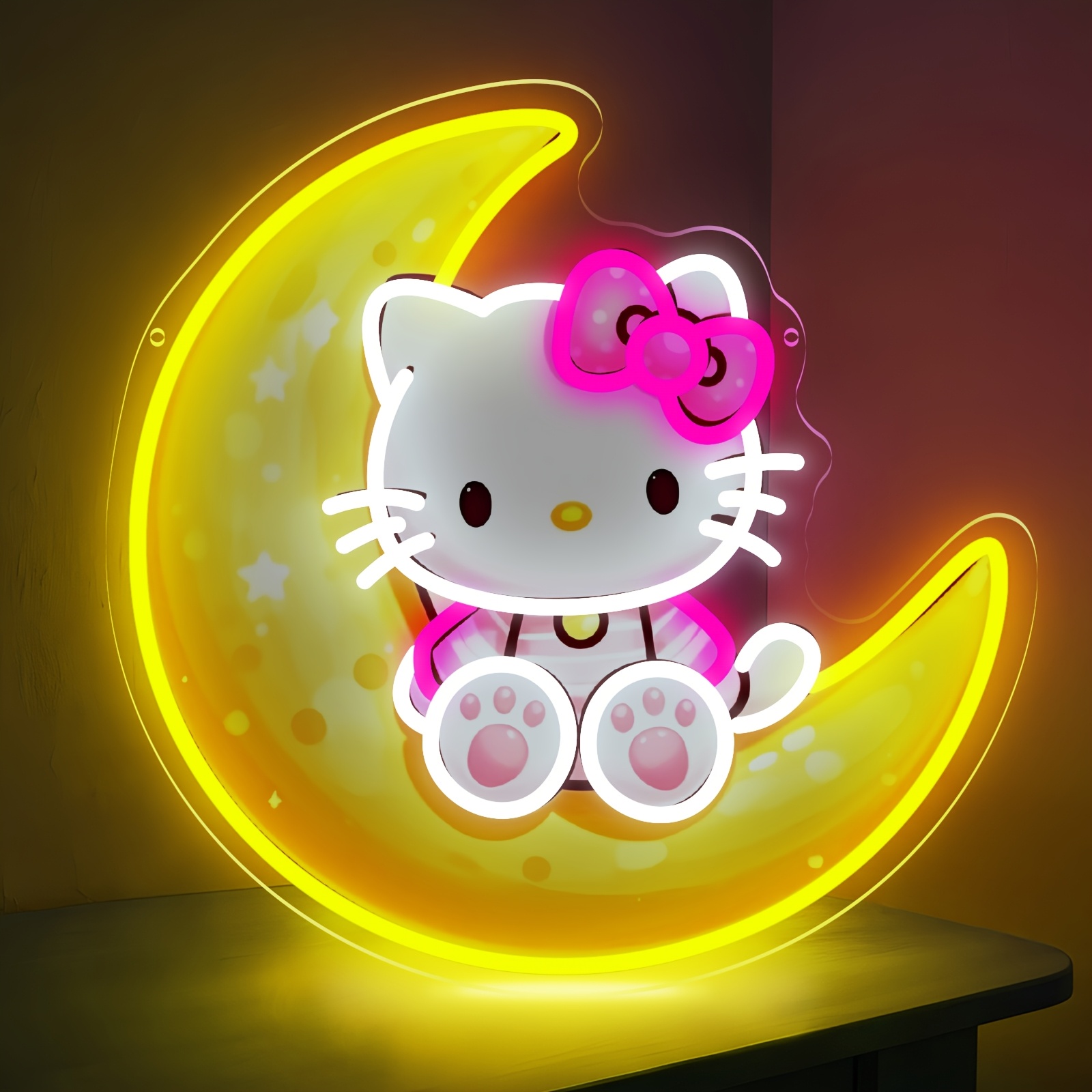 Hello Kitty on Moon Yellow Cut - Led Moon Lamp 리뷰 및 가격