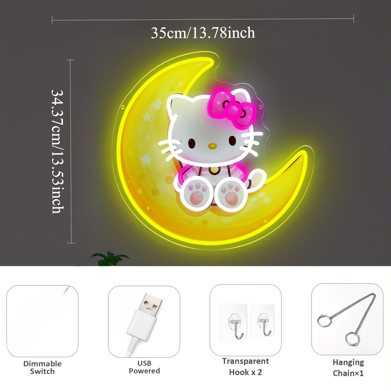 Hello Kitty on Moon Yellow Cut - Led Moon Lamp 리뷰 및 가격