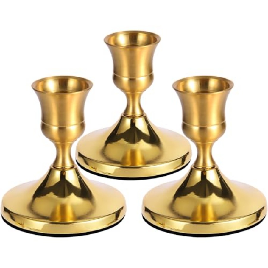 3 Pcs Brass Gold Taper Candle  - Candle Holder Set 리뷰 및 가격