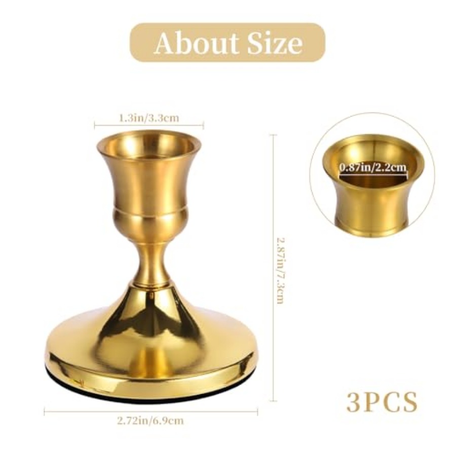 3 Pcs Brass Gold Taper Candle  - Candle Holder Set 리뷰 및 가격