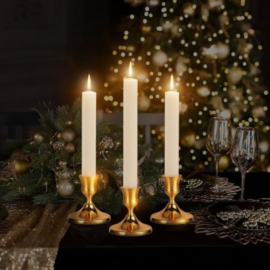 3 Pcs Brass Gold Taper Candle  - Candle Holder Set 리뷰 및 가격