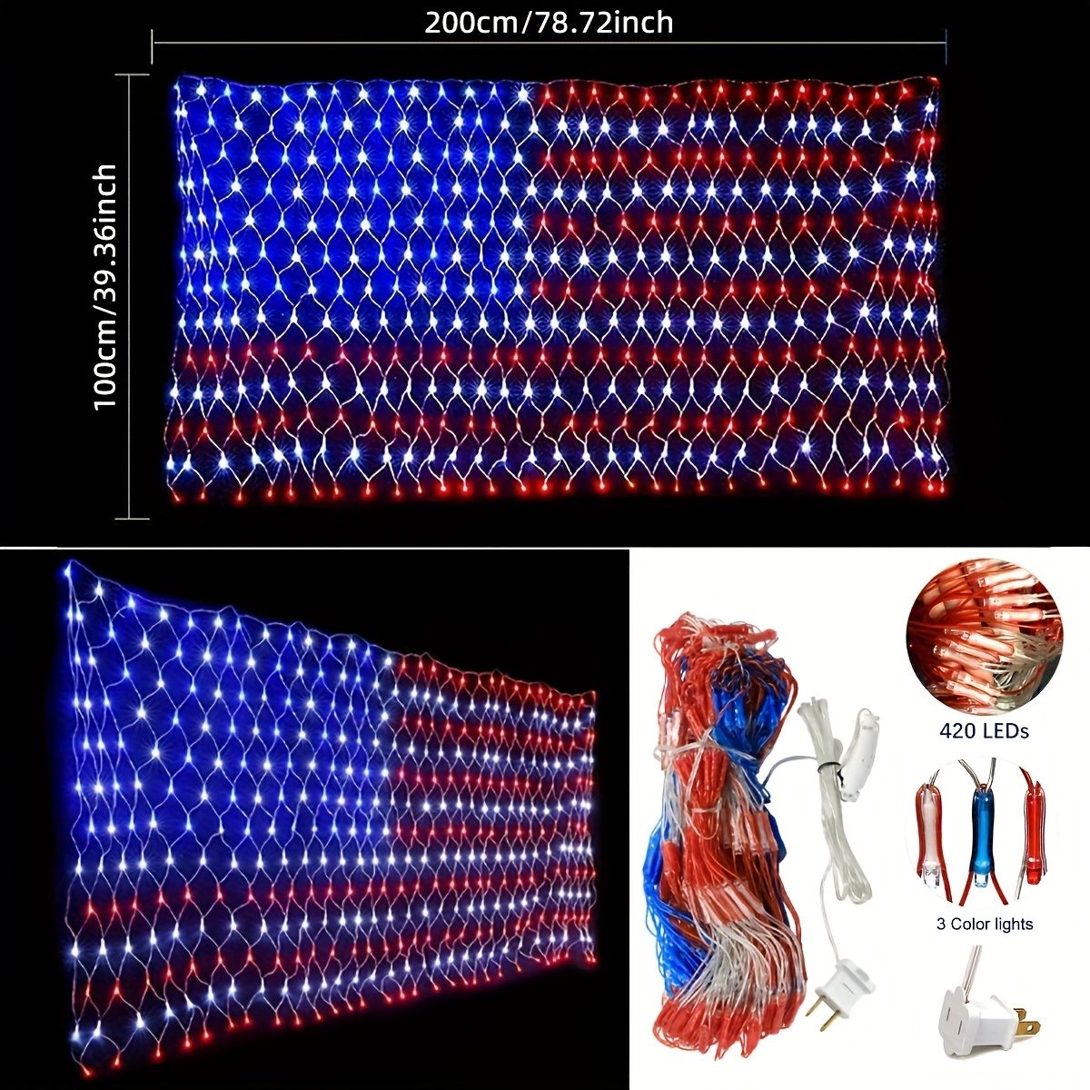 American Flag Net Light, 420 L - Lighting Christmas Decor 리뷰 및 가격