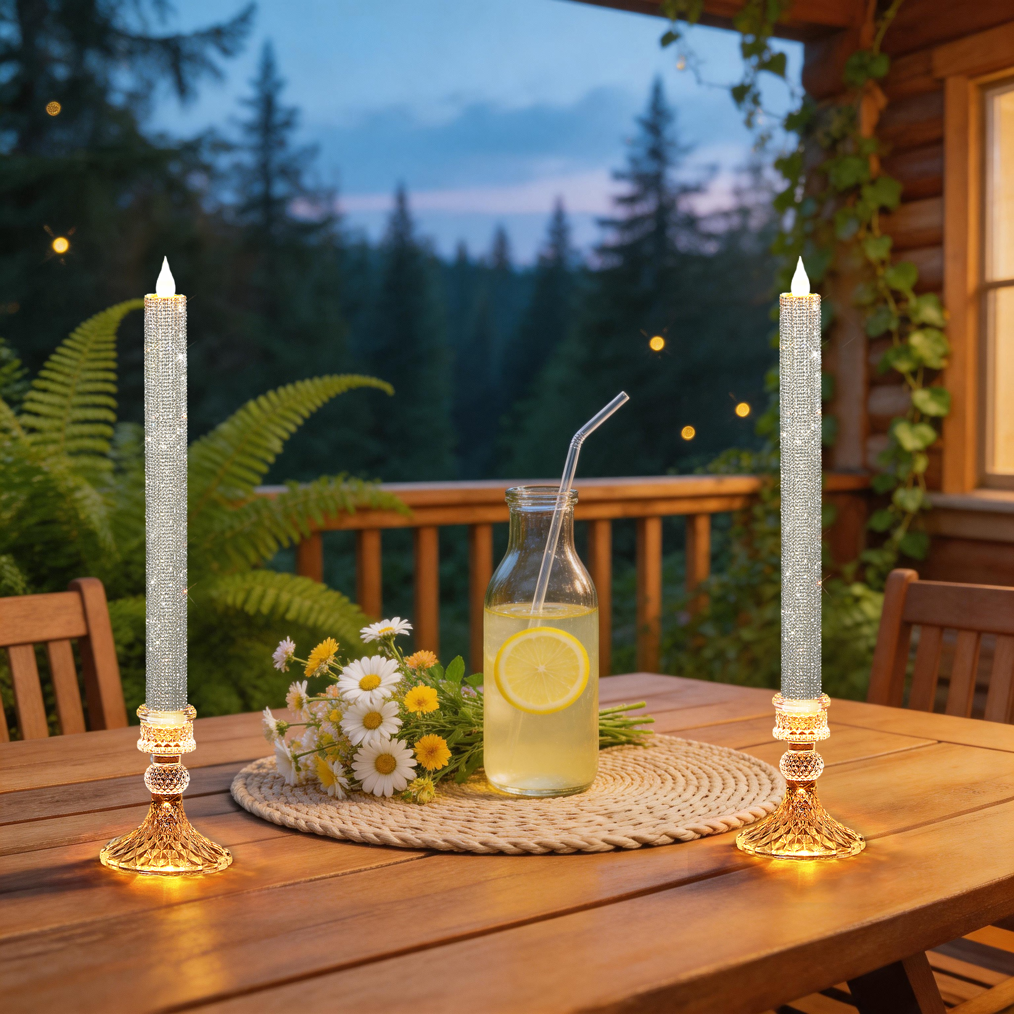Flameless Taper Candle Set of  - Candle Holder Set 리뷰 및 가격
