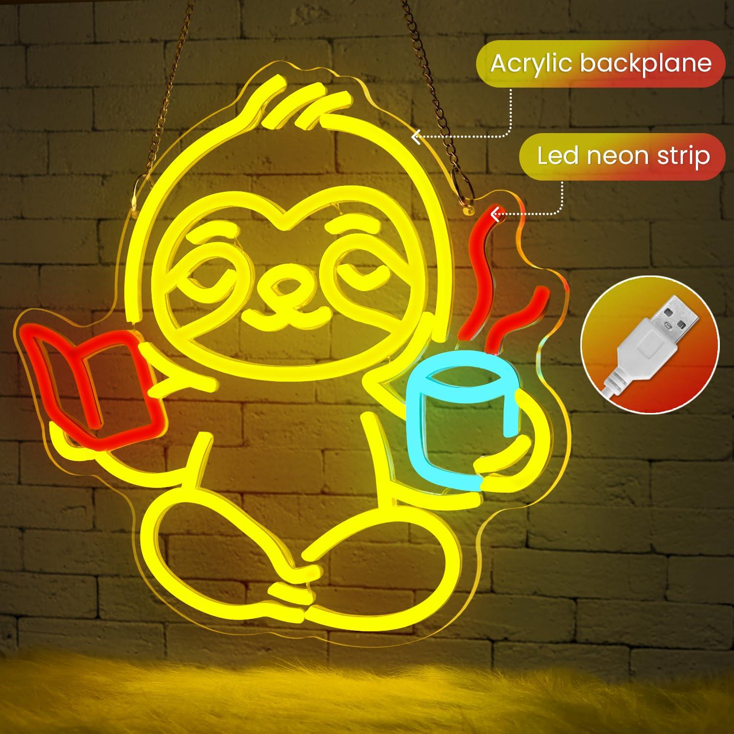 Sloth Neon Sign USB Dimmable L - Lighting Decor Home 리뷰 및 가격