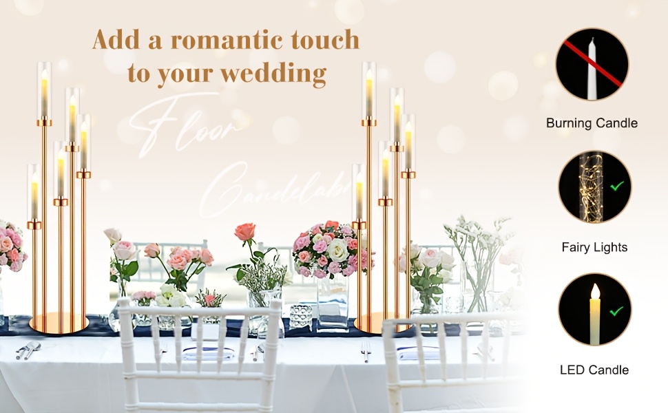 6-Set LED Floor Candelabra – 4 - Candle Holder Set 리뷰 및 가격