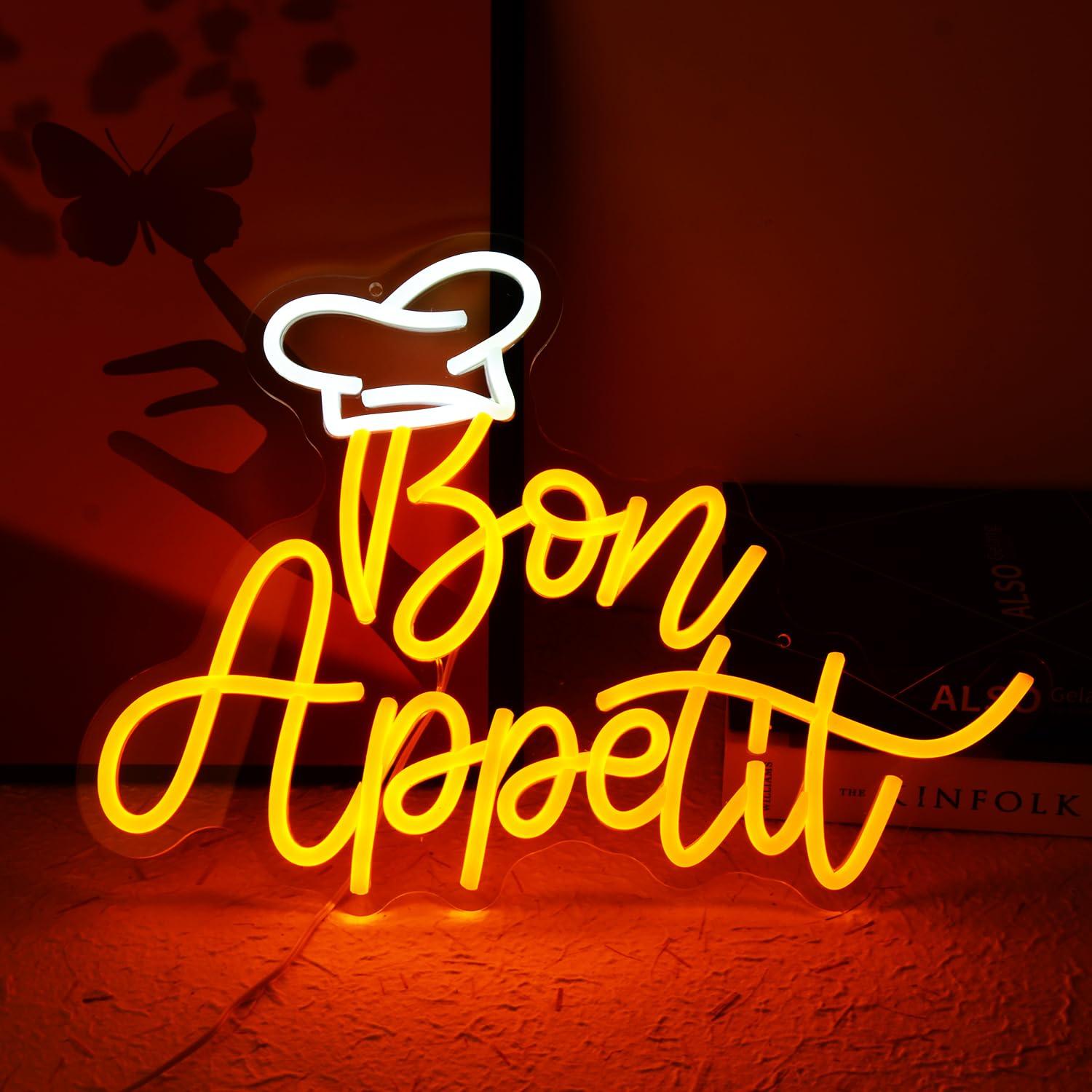 Bon Appetit Chef Hat Neon Sign - Lighting Decor Home 리뷰 및 가격