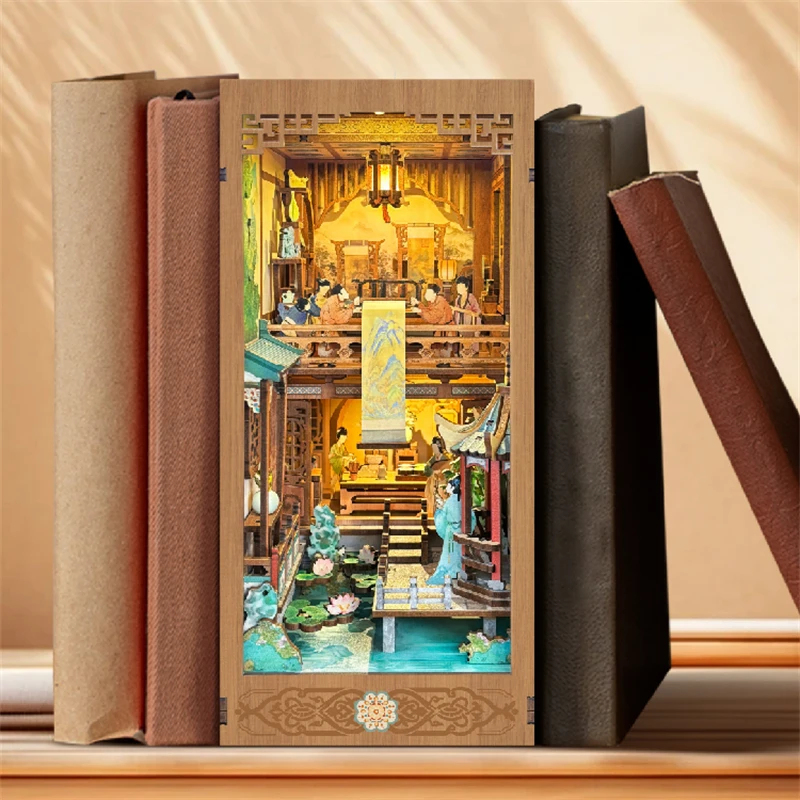 OUZEY Wooden Book Nook Shelf I - Lighting Decor For House 리뷰 및 가격