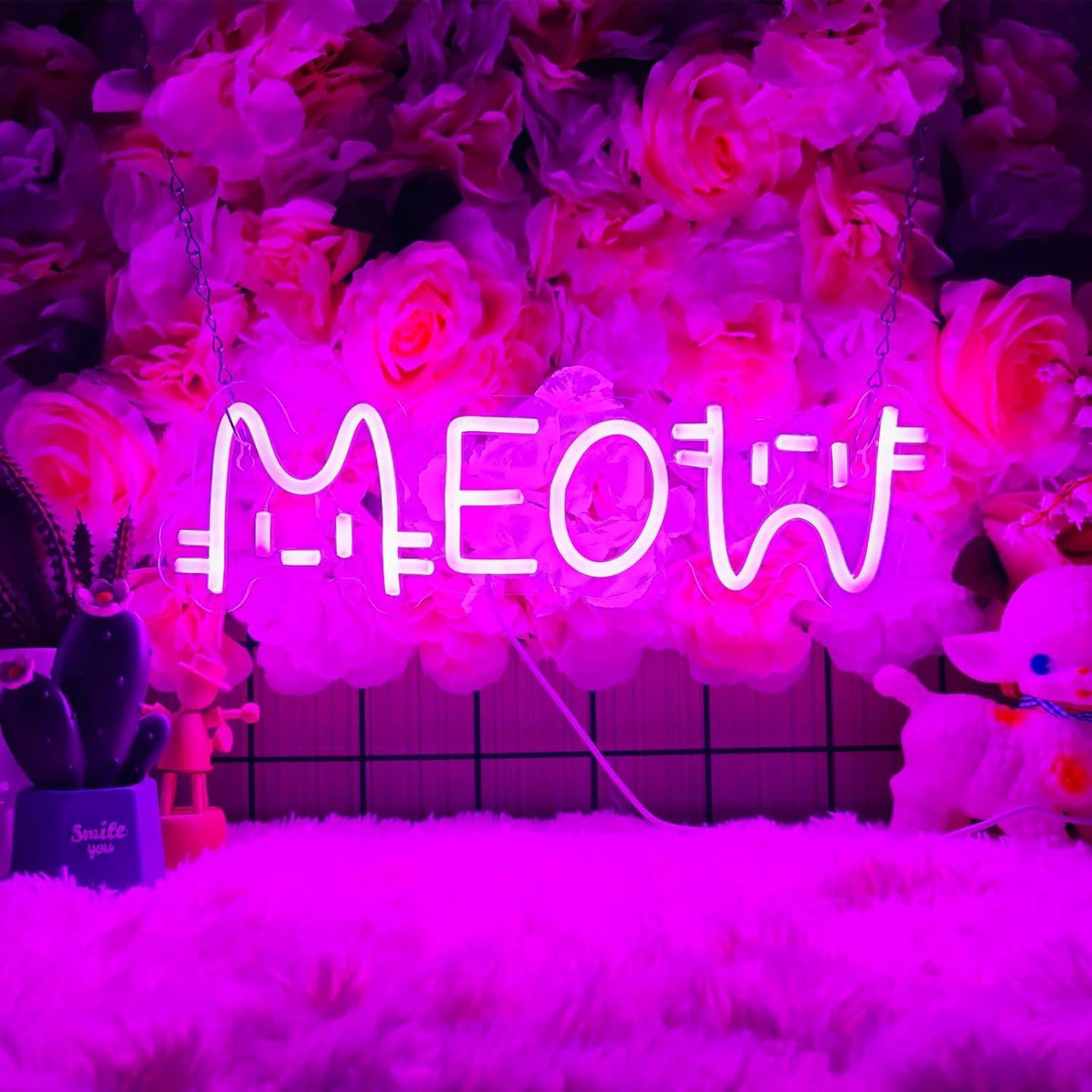 Meow Neon Sign Cat USB Powered - Lighting Decor Home 리뷰 및 가격