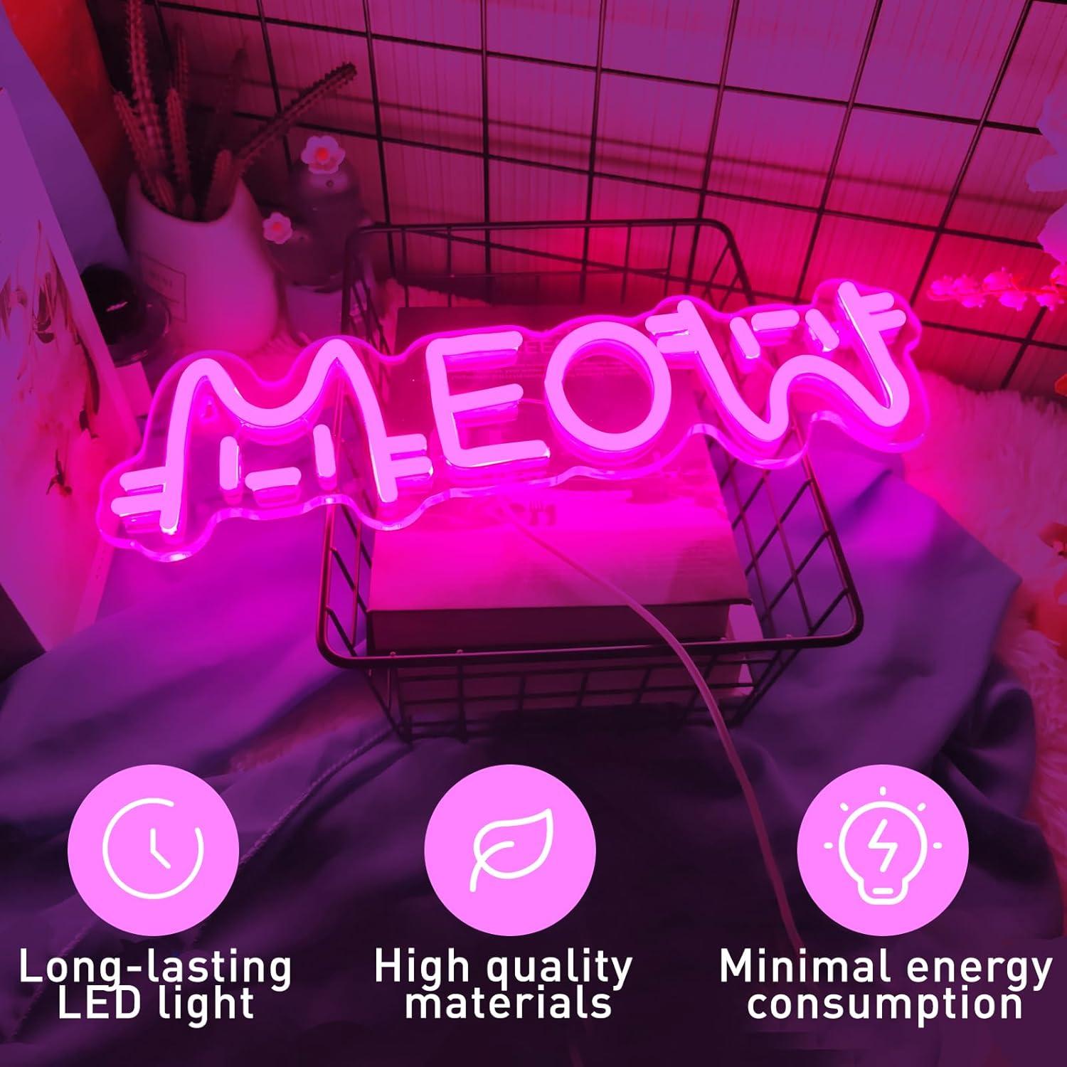 Meow Neon Sign Cat USB Powered - Lighting Decor Home 리뷰 및 가격