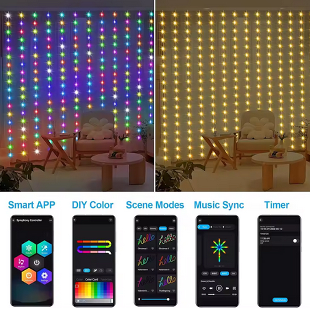 3M RGB Smart LED Curtain Light - Lighting Decor Wedding 리뷰 및 가격