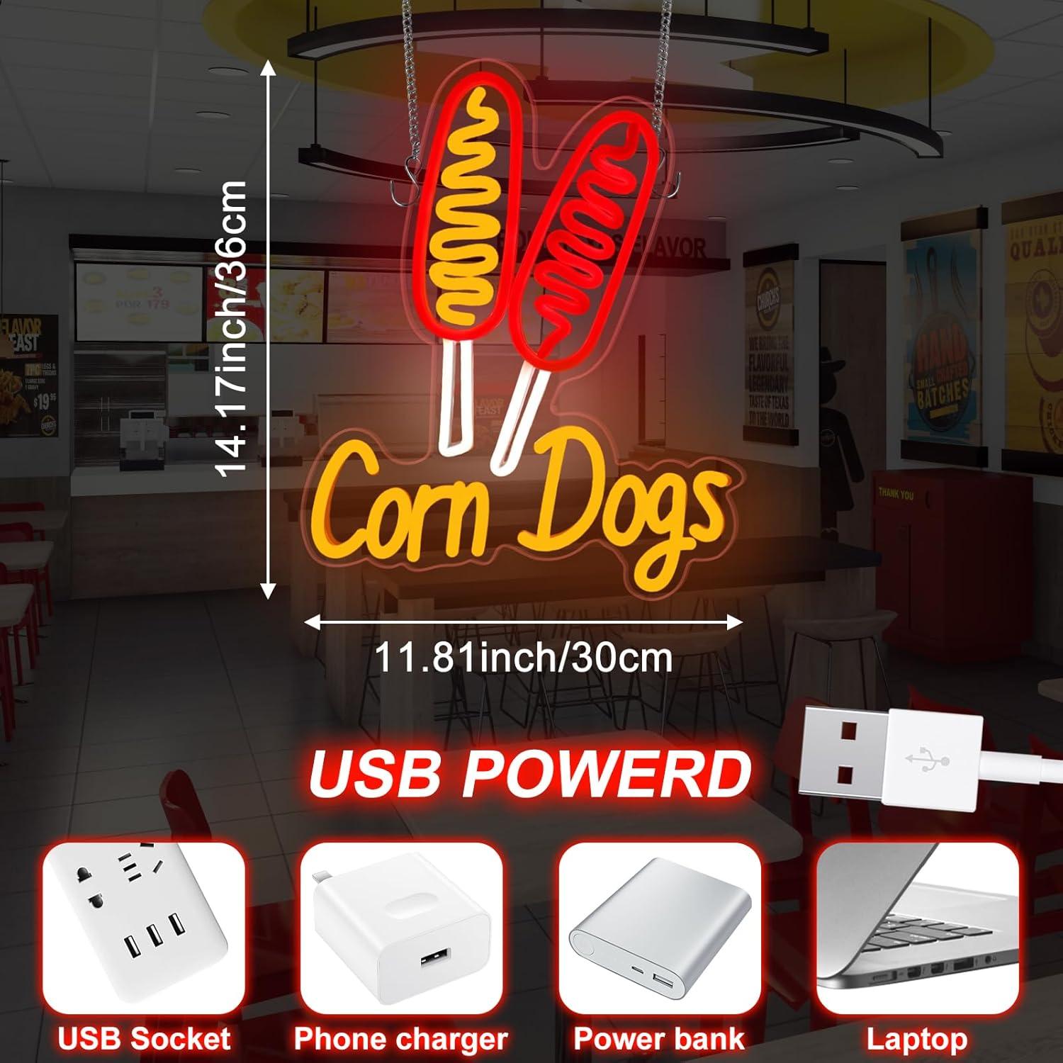 Corn Dog Neon Sign Snack USB D - Lighting Decor Wedding 리뷰 및 가격