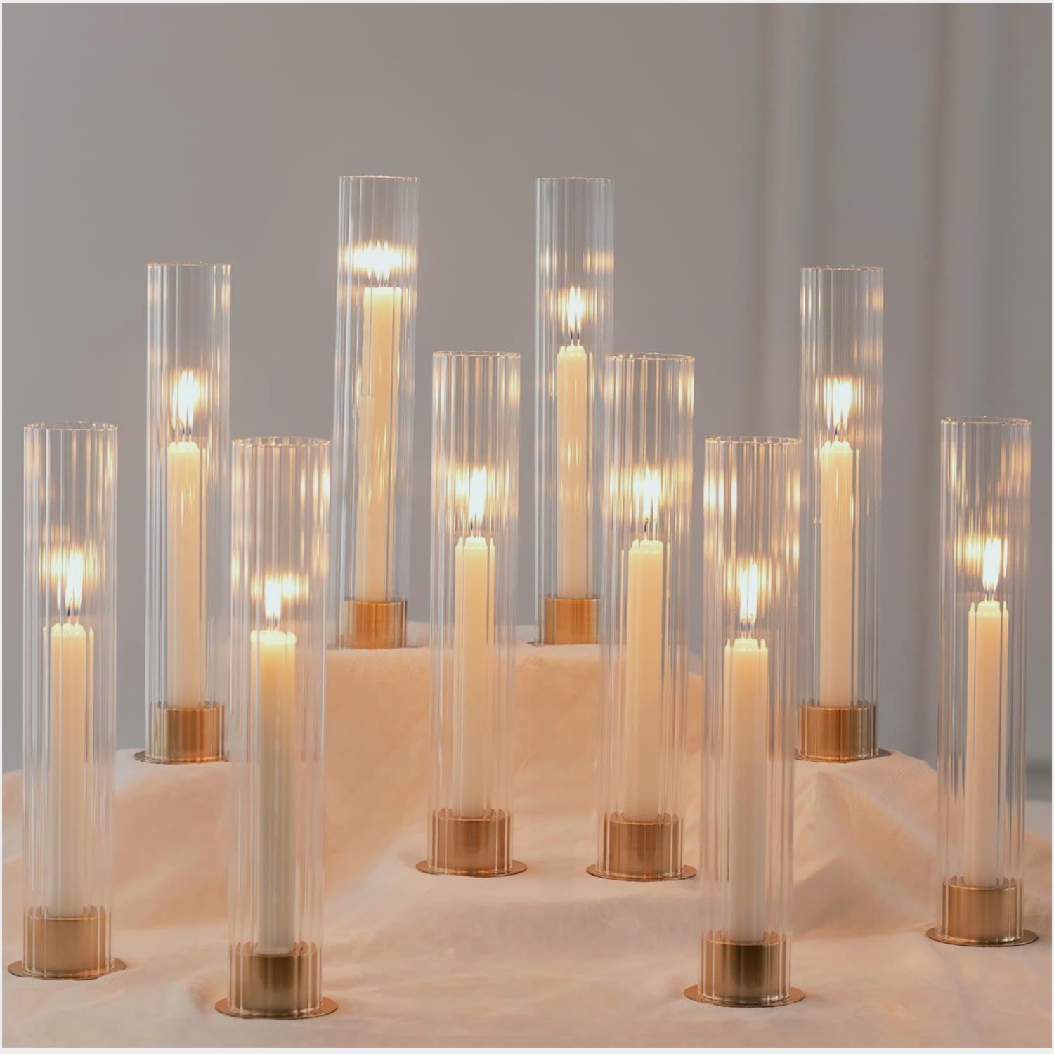 Metal Base Vertical Stripe Gla - Candle Holder Set 리뷰 및 가격